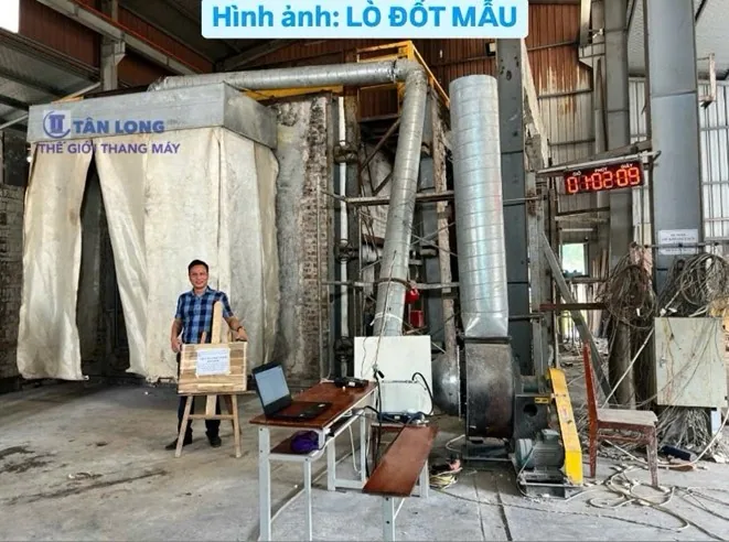Khu vực lò đốt mẫu cửa thang máy được Tân Long công bố